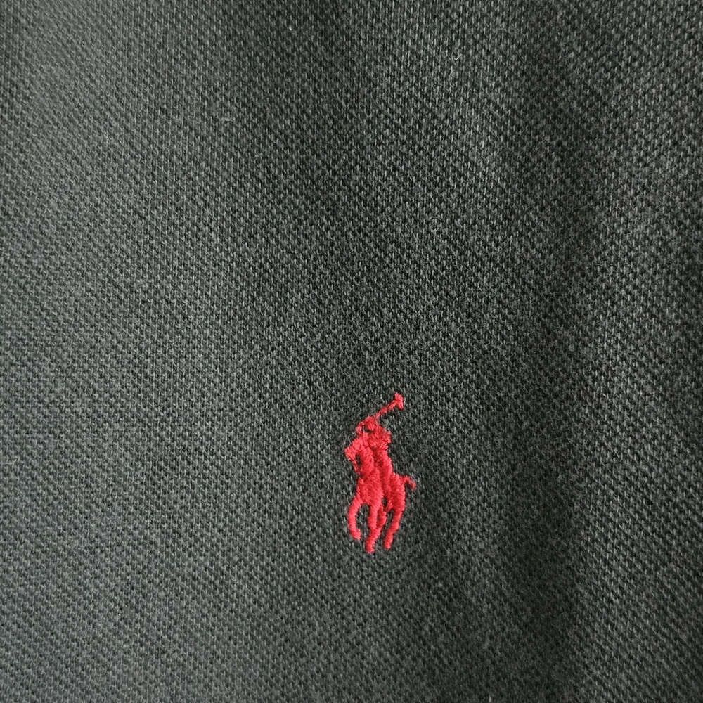 Vintage 90s Polo Ralph Lauren Forest Green Polo Shirt Red Pony Size L Cotton